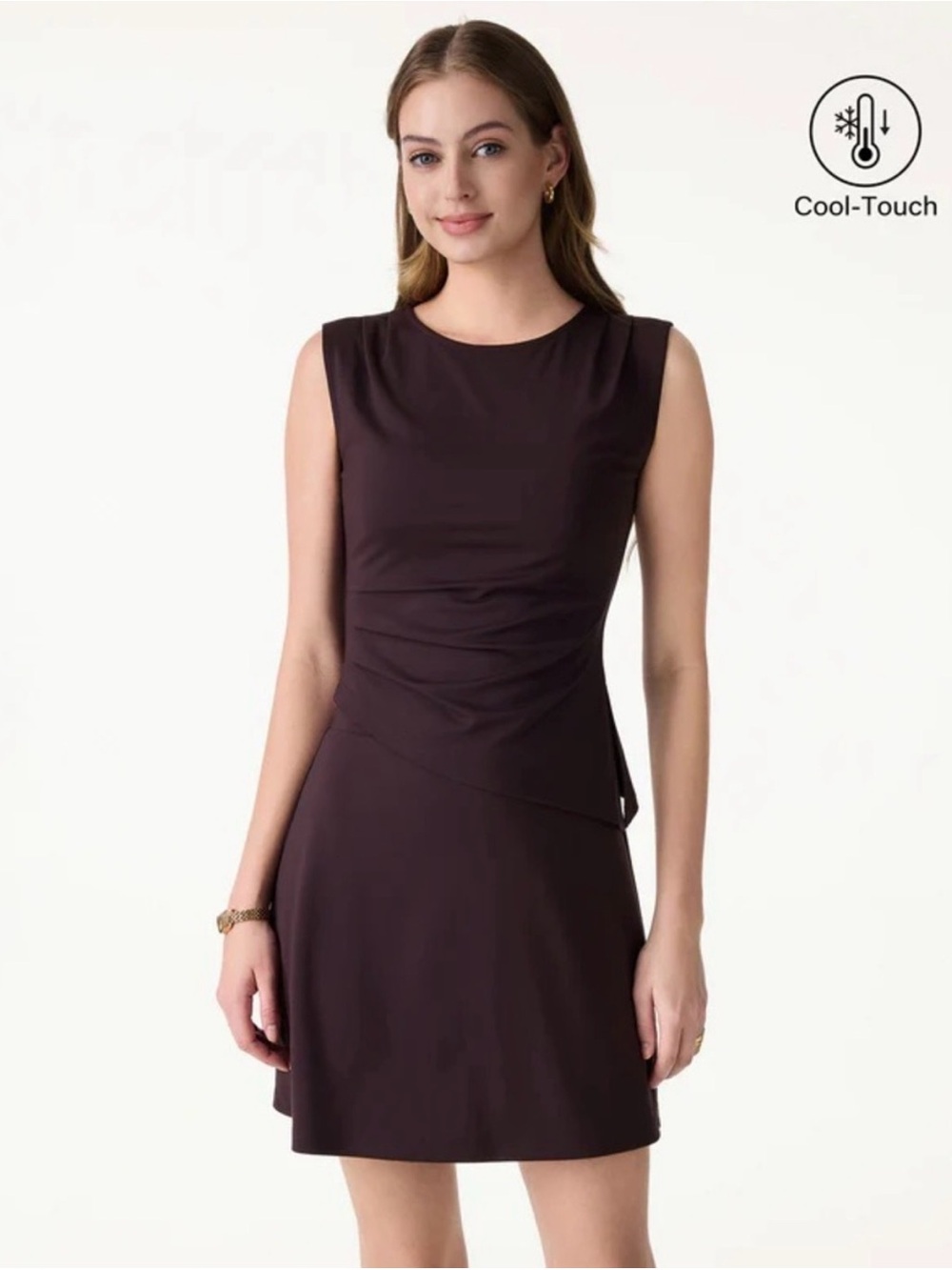 NWT OGL Lyocell Wool Tucked Asymmetrical Hem Top Purple S
